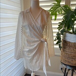 Ibiza White Eyelet Wrap Dress